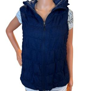 Blanc Noir Navy Blue Hooded Puffer Vest Medium